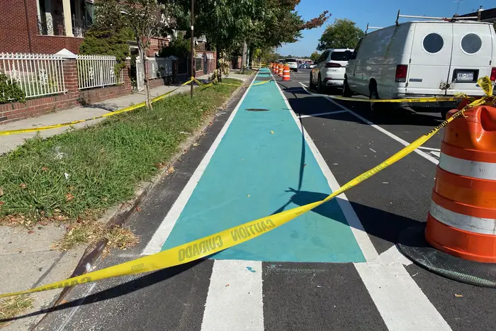 A bike lane in Queens